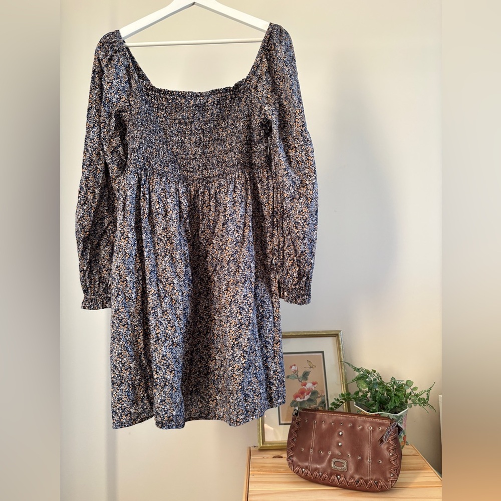 GAP Floral Puff Sleeve Smocked Mini Dress